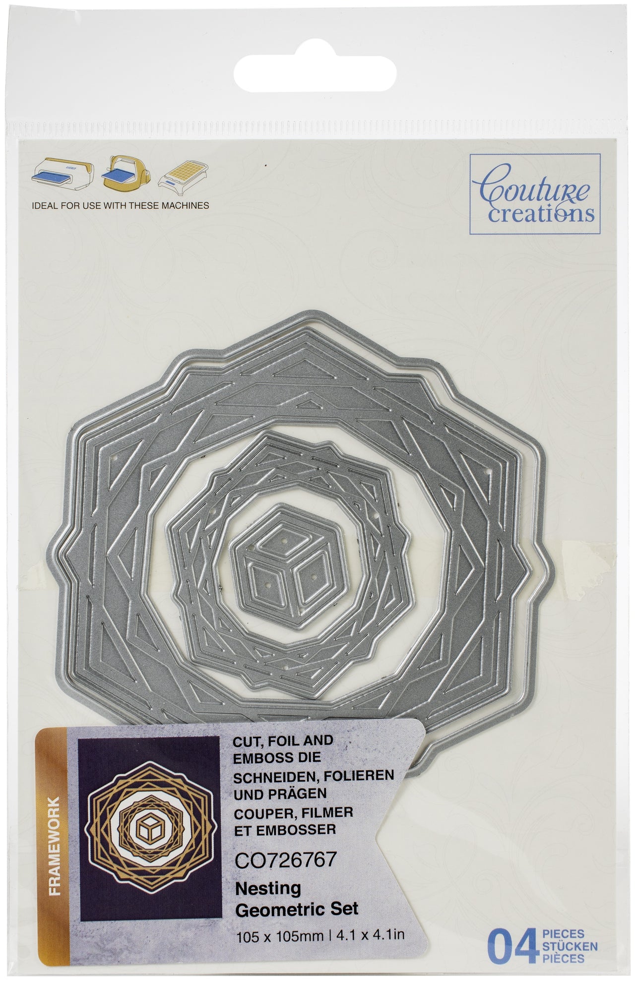 Artdeco Creations Couture Creations Cut, Foil & Emboss Nesting Dies - Geometric Frame