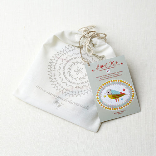 Nancy Nicholson Birdie Two Printed Embroidery Kit - Multi