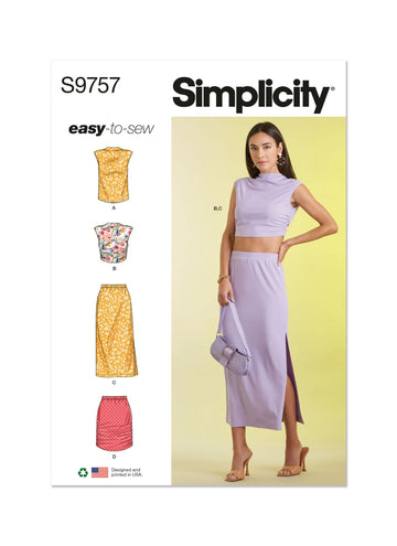 Simplicity Misses' Knit Top and Skirt in Two Lengths S9757 - Sewing Pattern