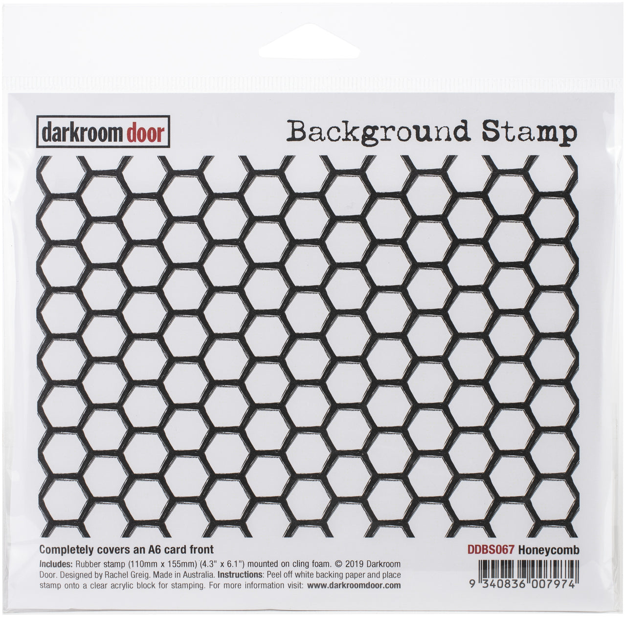 Darkroom Door Background Cling Stamp 4.3"X6.1" - Honeycomb