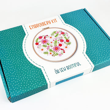Oh Sew Bootiful Floral Heart Printed Embroidery Kit