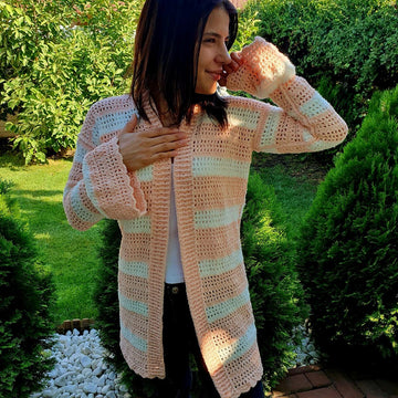 Crochet cardigan with bell sleeves