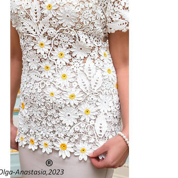 Lace blouse with daisies Irish lace 2