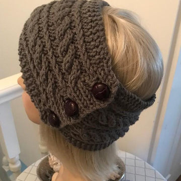 Chunky cable headband ear warmers topless hat