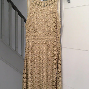 Crochet Dress - Halter Neck Dress with Detailed Lace Design