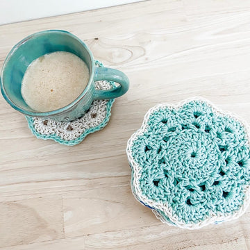 Snow Drop Crochet Coasters Pattern
