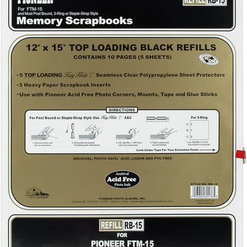 Pioneer Universal Top-Loading Page Protectors 5/Pkg - 12"X15" (W/Black Inserts)