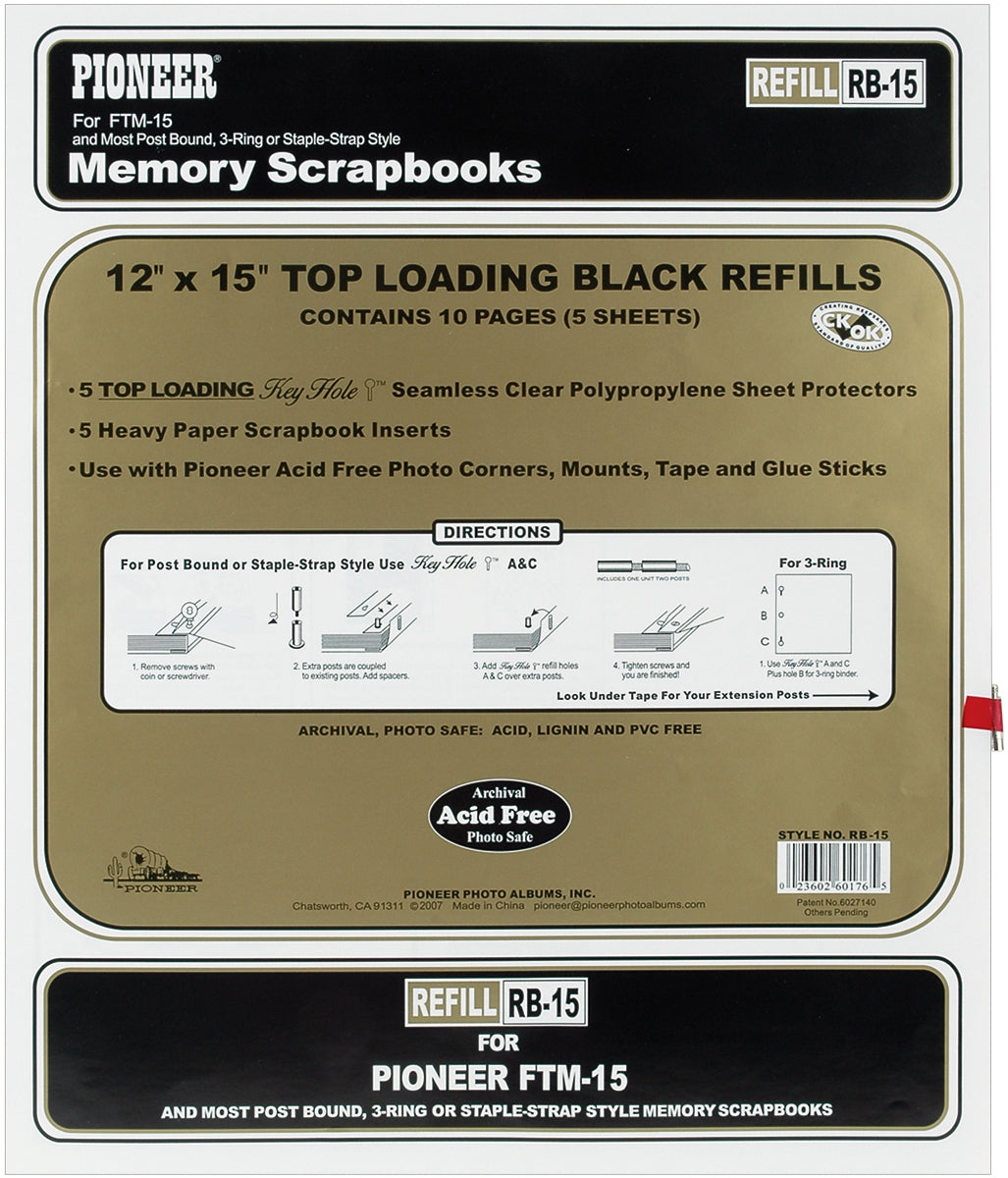Pioneer Universal Top-Loading Page Protectors 5/Pkg - 12"X15" (W/Black Inserts)