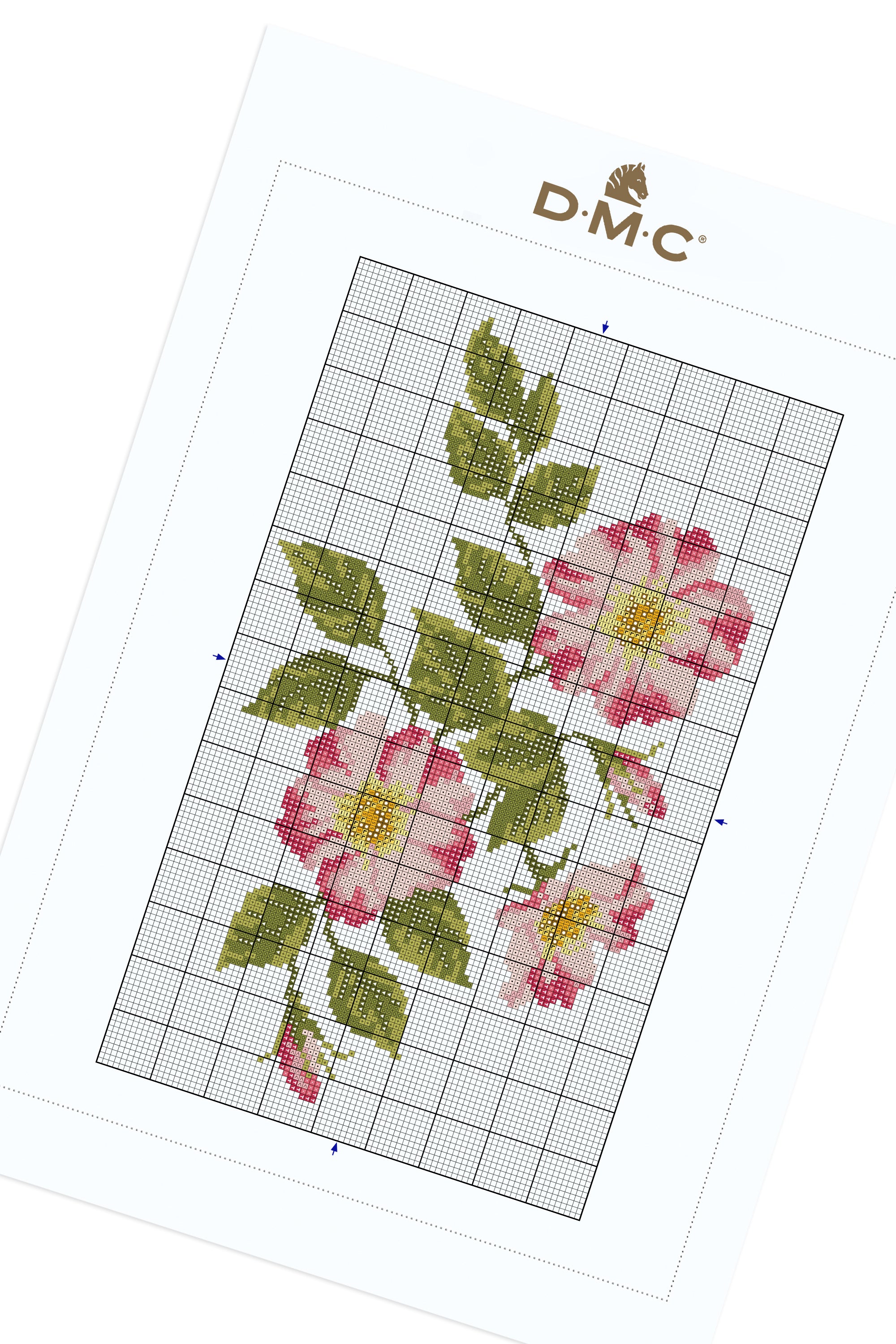 Pink Flowers in DMC - PAT0677 -  Downloadable PDF