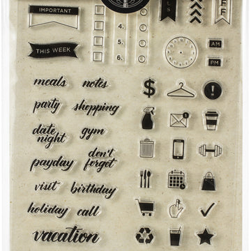 American Crafts Kelly Creates Acrylic Stamps - Planner Words & Icons