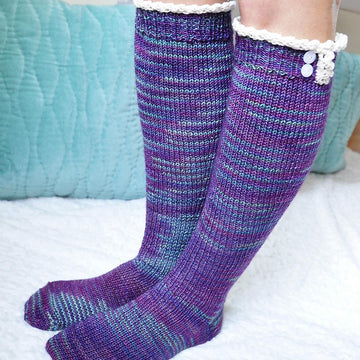 Young at Heart Heart Cable Lace Placket Socks