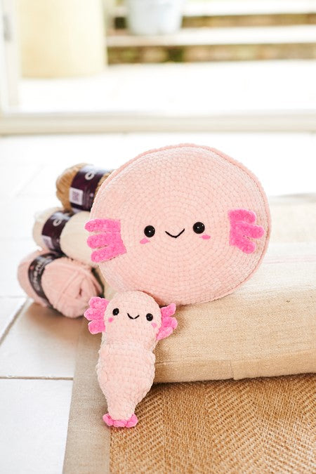 Axolotl Plushie and Cushion in Stylecraft Chenille Chunky - 10243 - Downloadable PDF