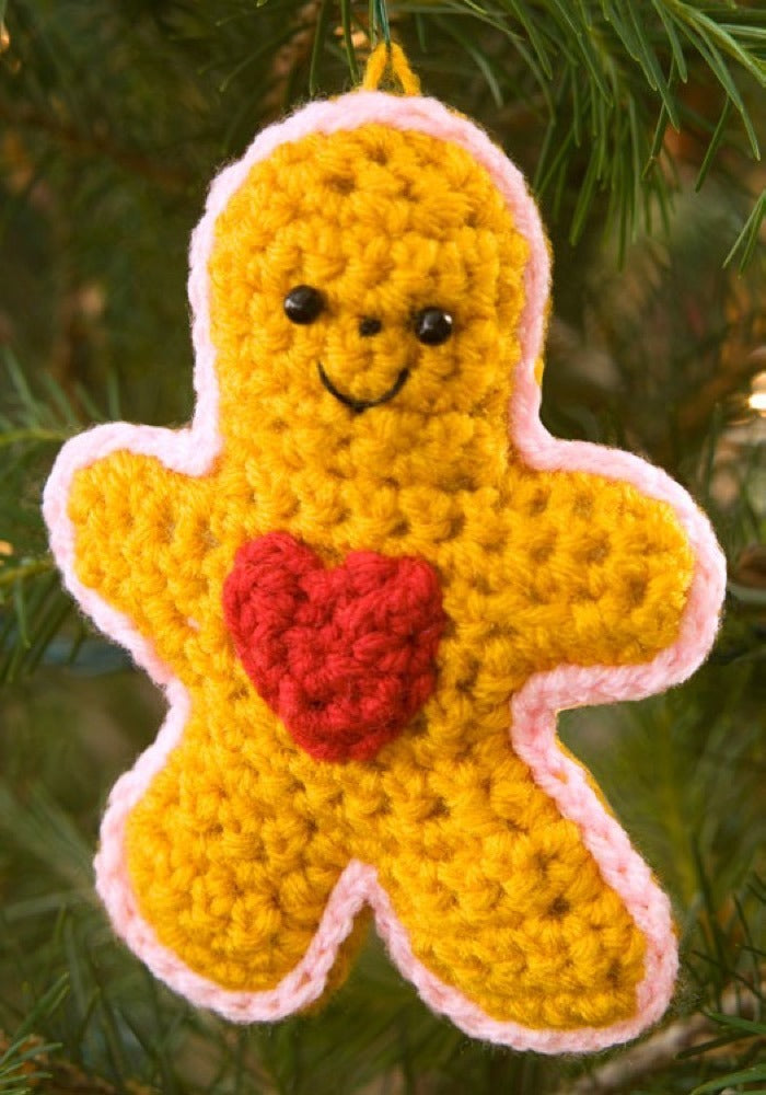 Gingerbread Boy with Heart in Red Heart Super Saver Economy Solids - LW2260