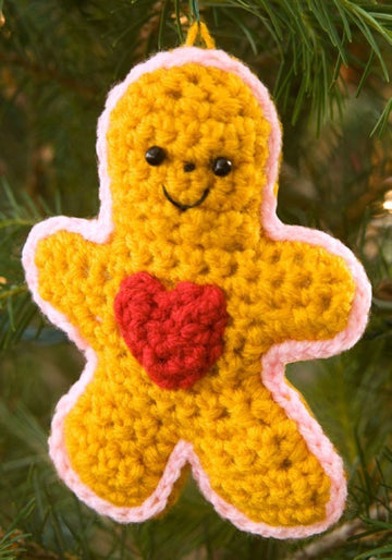 Gingerbread Boy with Heart in Red Heart Super Saver Economy Solids - LW2260