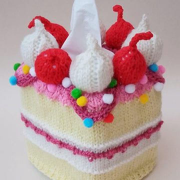 Cherry Cake Tissue Box Cover Knitting PatternCherry Cake Tissue Box Cover