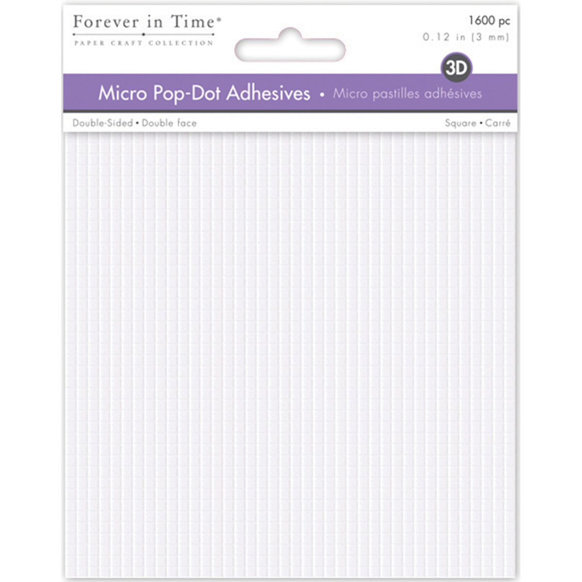 Multicraft Imports MultiCraft 3D Pop Dots Dual-Adhesive Micro Foam Adhesives - White Square, .12" 1600/Pkg