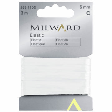 Milward Elastic: 3m x 6mm: White