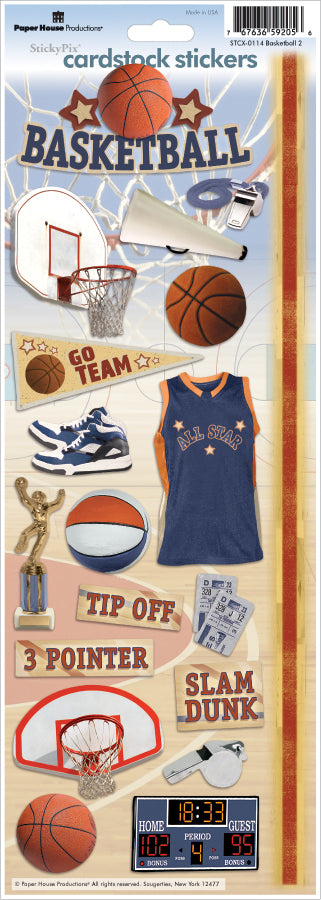 Paper House Cardstock Stickers 4.625"X13" - Basketball 2