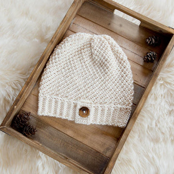 Double Seed Stitch Crochet Slouch Hat