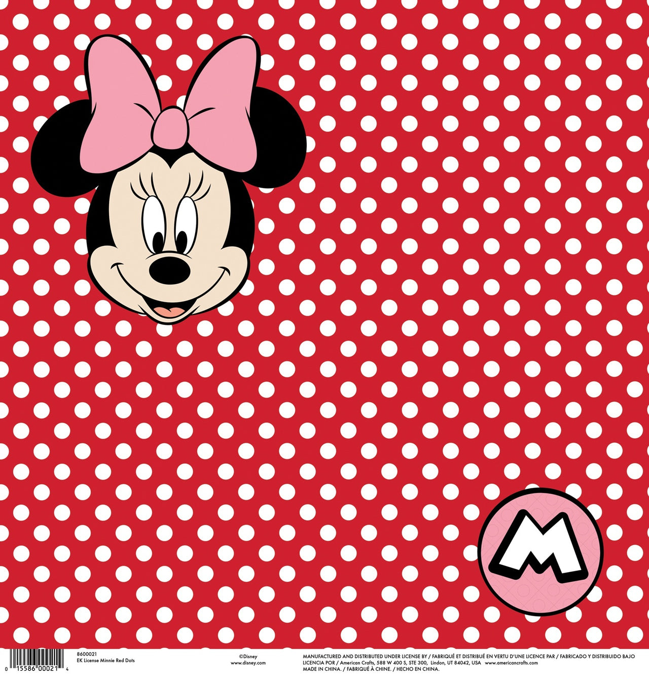 EK Success EK Disney Single-Sided Cardstock 12"X12" 25/Pkg - Minnie Red Dots
