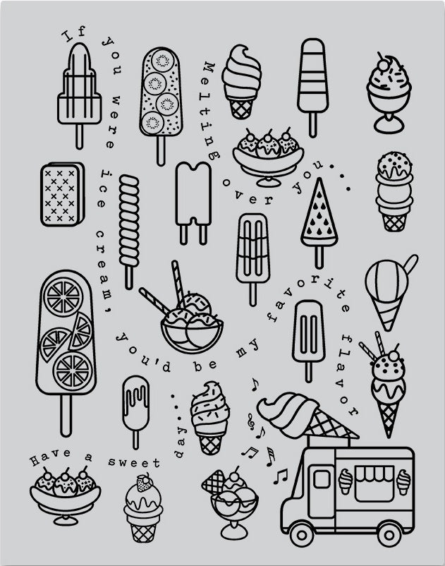 Hero Arts Cling Stamps 4.5"X5.75" - Ice Cream Background