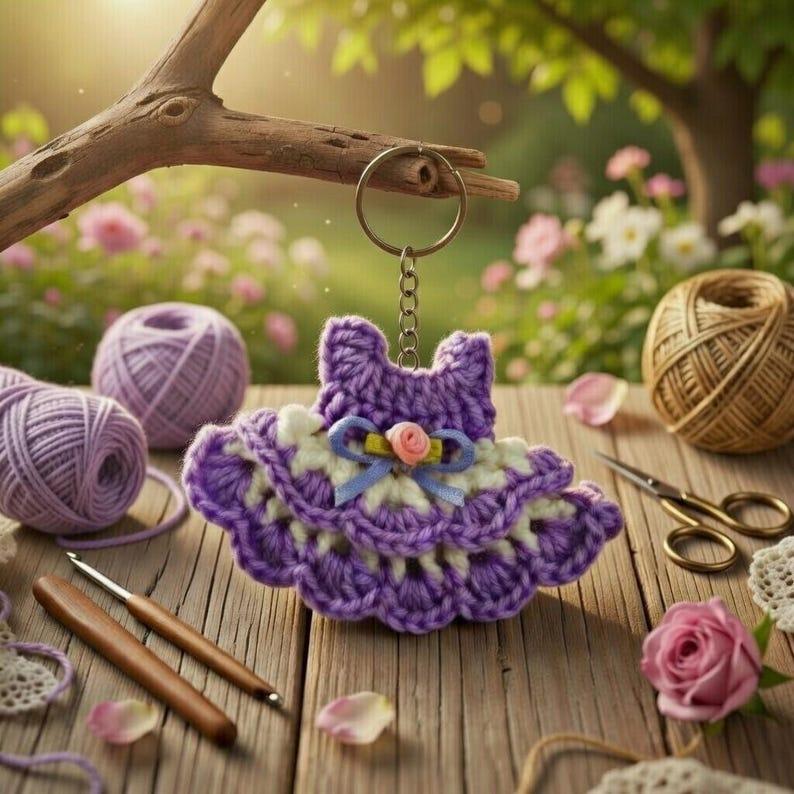 Mini Dress Keychain Crochet Pattern PDF + Video Tutorial (Beginner Friendly)