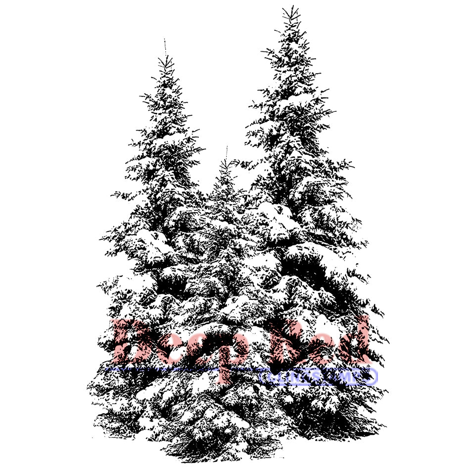 Deep Red Stamps Deep Red Cling Stamp 2"X3.1" - Winter Pines
