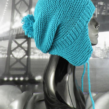Bobble Garter Stitch Trapper Slouch Hat