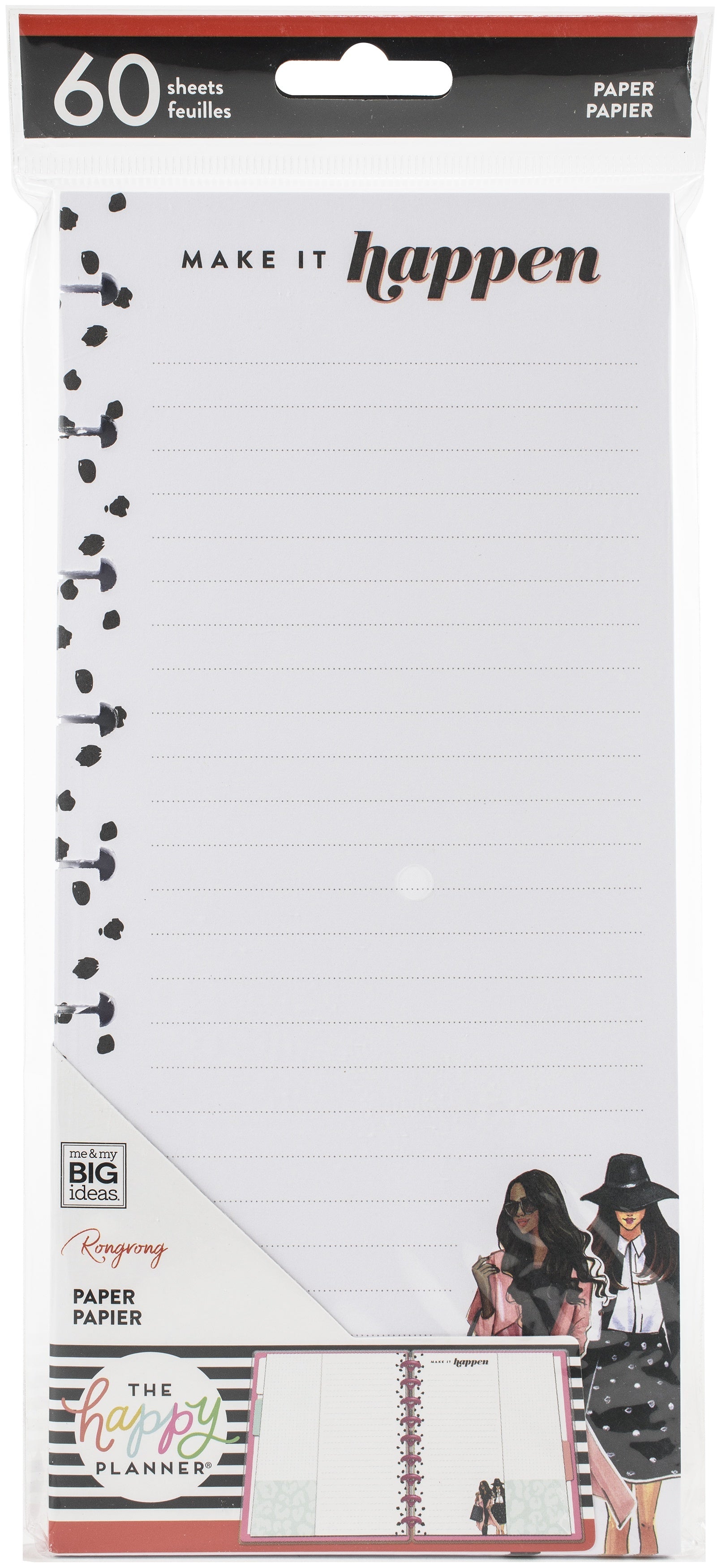 Happy Planner Medium Half Sheet Fill Paper 60/Pkg - Make It Happe X Rongrong