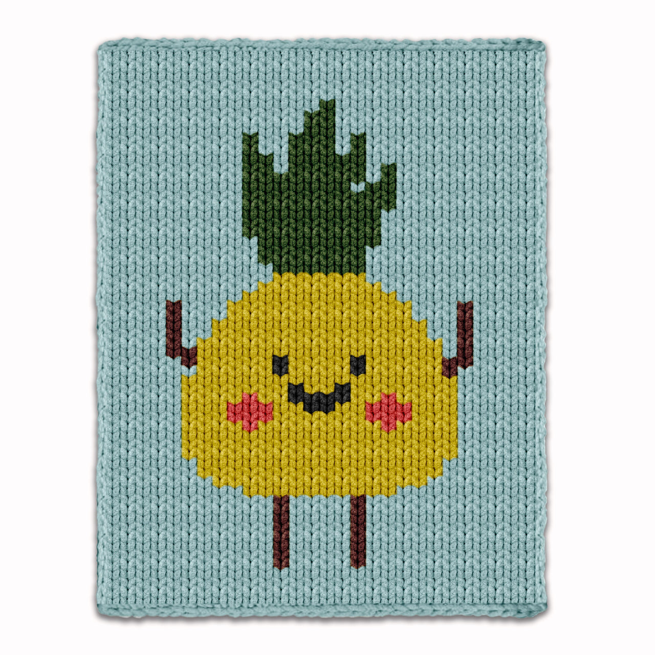 Finger Knitting Pattern, Pineapple fruit Knit Kids Afghan Blanket