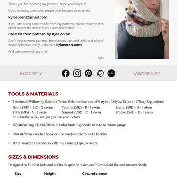 Lanterns knit cowl with bobbles