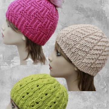 Knitting Pattern for 3 Ladies Chunky Knitted Hats, Chunky Hat Knitting Pattern, Ladies Hat Knitting Pattern, Circular Knitted Chunky Hat Pattern, KP566