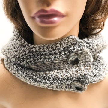 Hooded Button Cowl Scarf