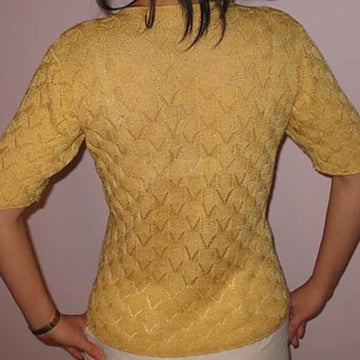 Elegant Mustard Lace V Neck Short Sleeve Top