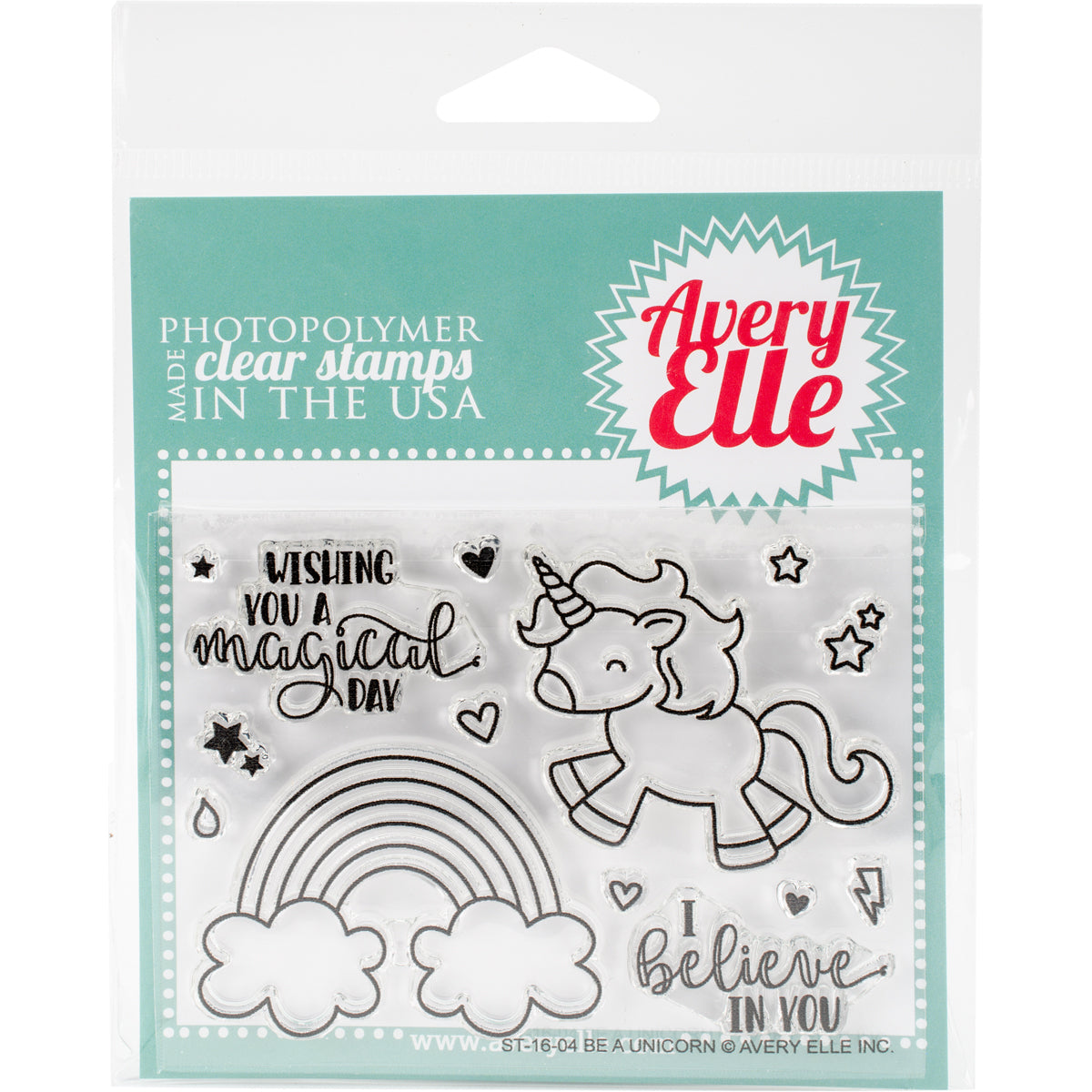 Avery Elle Clear Stamp Set 4"X3" - Be A Unicorn