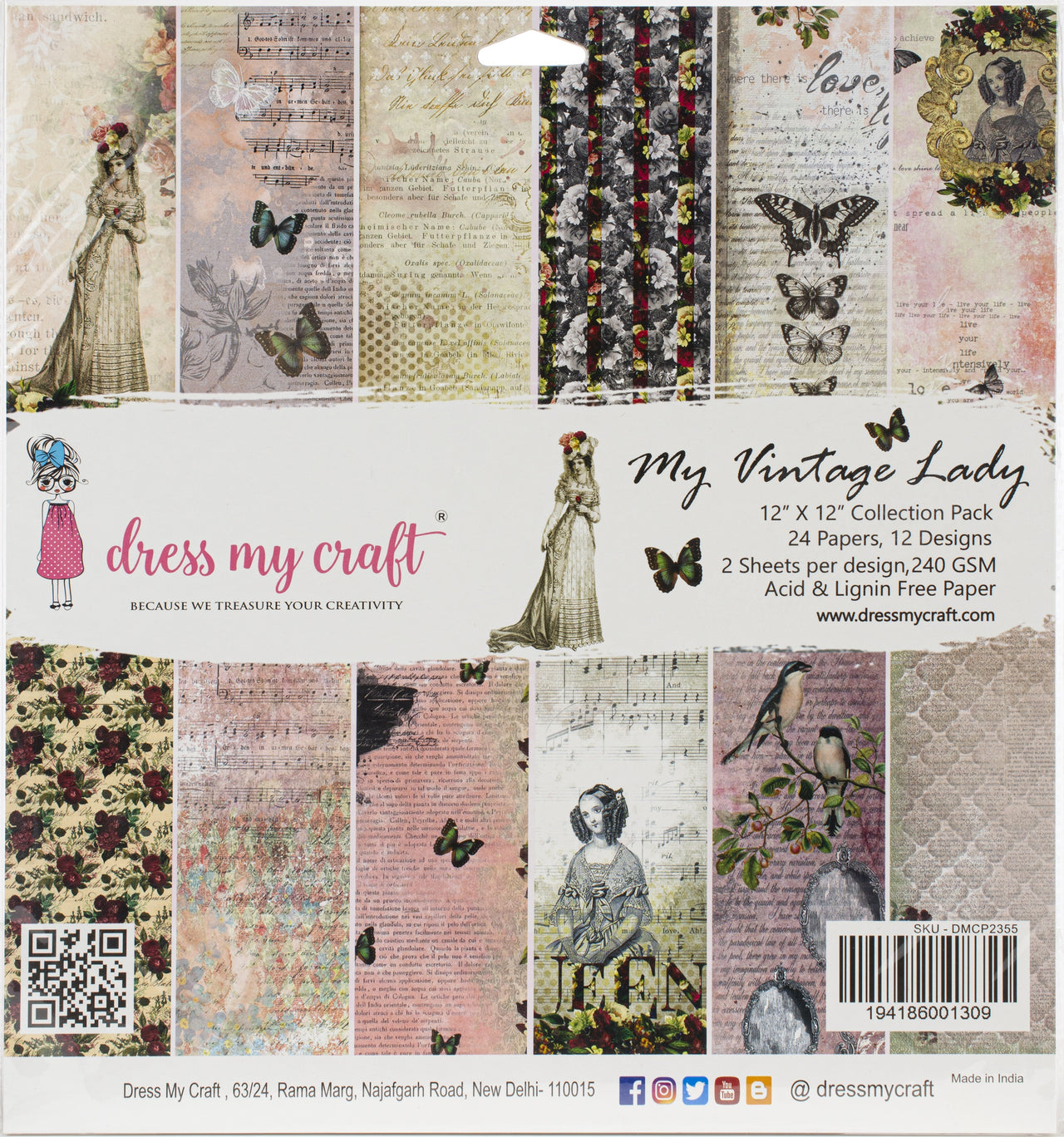 Dress My Crafts Single-Sided Paper Pad 12"X12" 24/Pkg - My Vintage Lady, 12 Designs/2 Each