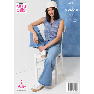 Cardigan and Waistcoat knitted in King Cole Jamboree DK - P6355 - Leaflet