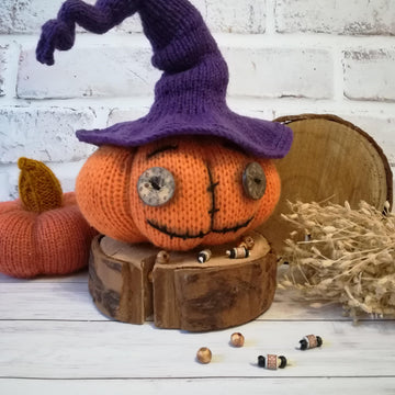 Pumpkin Hat Knitting Pattern 7.87" Tall for Halloween Gift