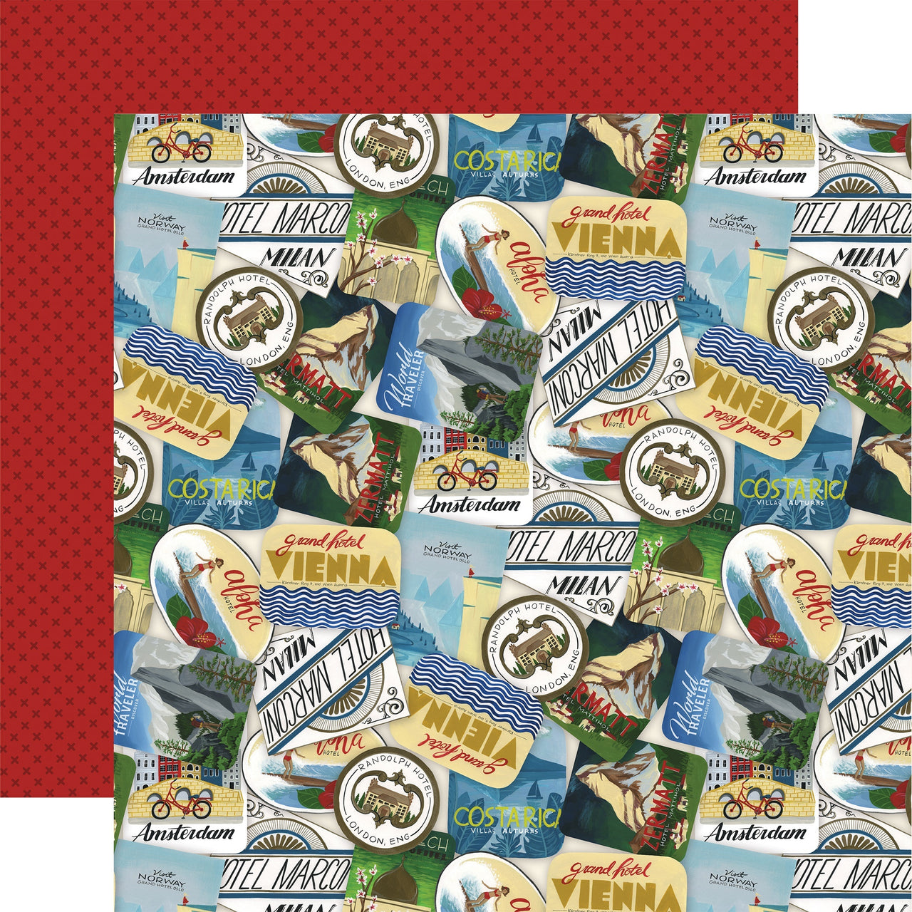 Echo Park Paper Scenic Route Double-Sided Cardstock 12"X12" 25/Pkg - Travel Stickers