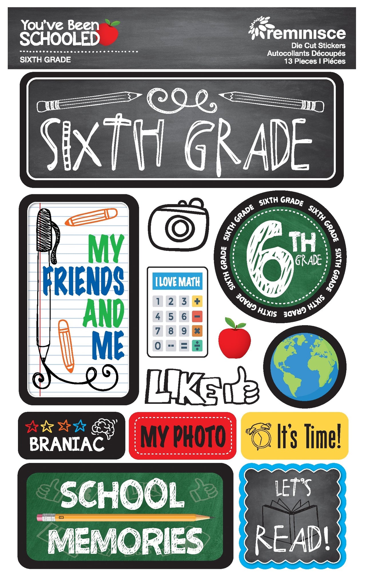 Reminisce You've Been Schooled 3D Dimensional Stickers - 6th Grade