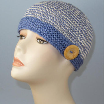 Button Up Stripe Beanie Circular knitting pattern