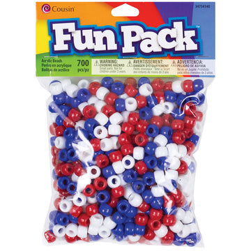 Cousin Fun Pack Acrylic Pony Beads 700/Pkg - Red, White & Blue