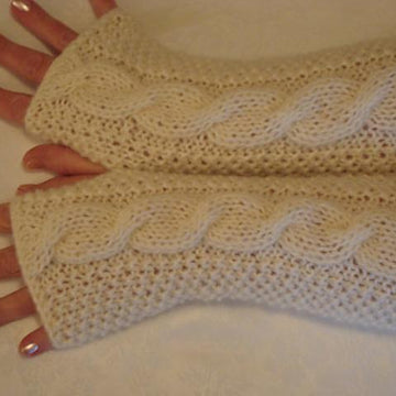 Alpaca Fingerless gloves Mittens Cable Arm Warmers
