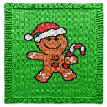 Christmas Gingerbread Square Knitting Pattern – Xmas Motif Intarsia Colorwork Block