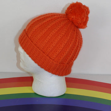 Aran Fishermans Rib Bobble Beanie Circular