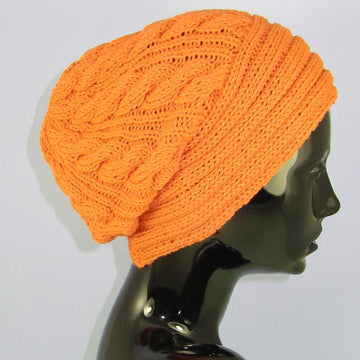 Rib Band Cable Slouch Hat