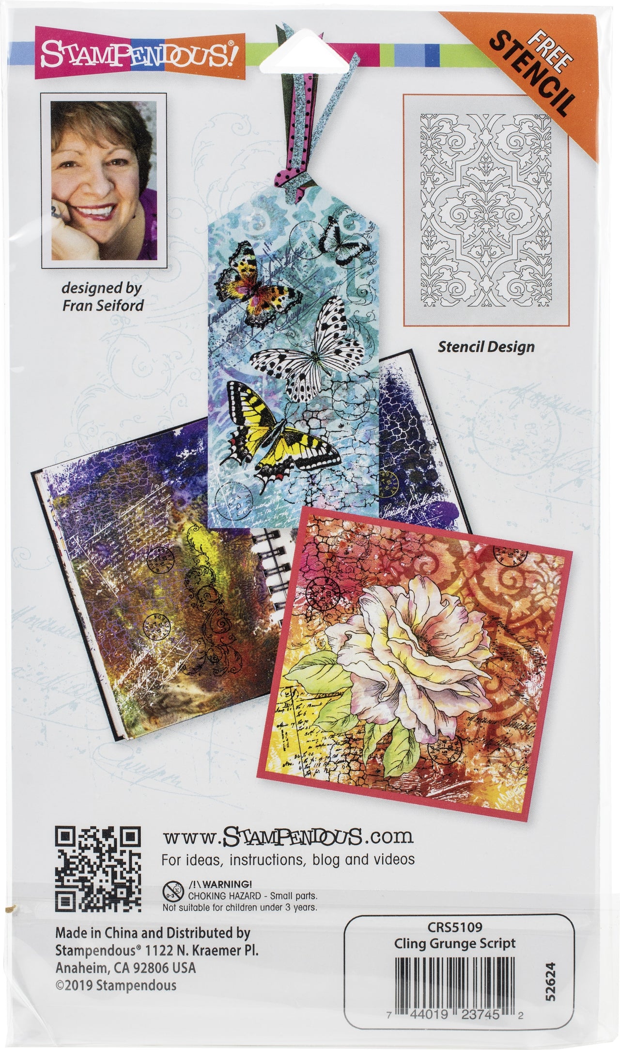 Stampendous Cling Stamps & Stencil Set - Grunge Script