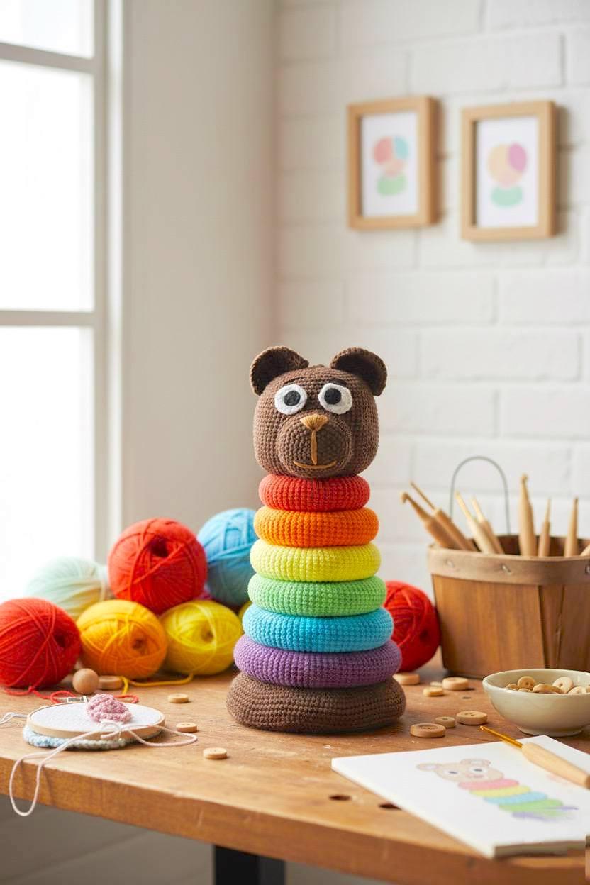 Rainbow Bear stacking rings toy