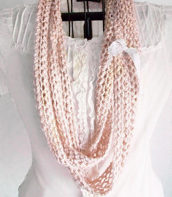 Beachy Boho Luxury a knitted Mobius twist infinity scarf