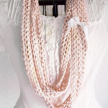 Beachy Boho Luxury a knitted Mobius twist infinity scarf